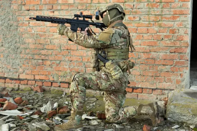 Soldier shooting during combat training